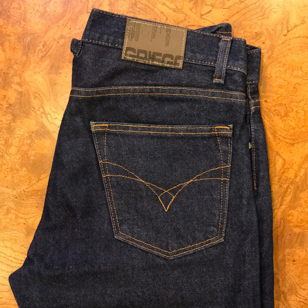 Quality dark blue denim jeans